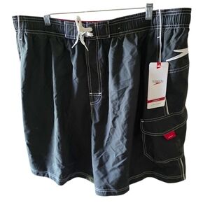 Reebok Vintage Black White And Red Swim Shorts Swim Trunk New Old Stock Size XXL